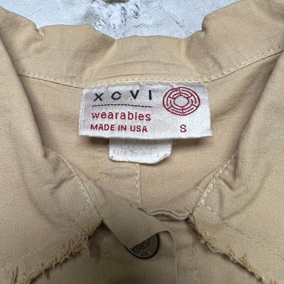 XCVI Wearables Lightweight Long Sleeve Military Jacket SIZE S Beige Shirt USA - Picture 4 of 10